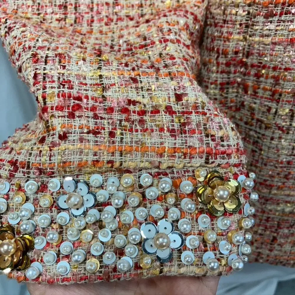 Chico's‎ Embellished Tweed Jacket Womens 12 Career Artsy Spring Career Preppy